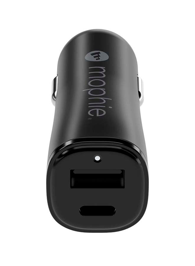 Mophie 12W Dual USB-C + USB-A Car Charger - Black Black - Image 1