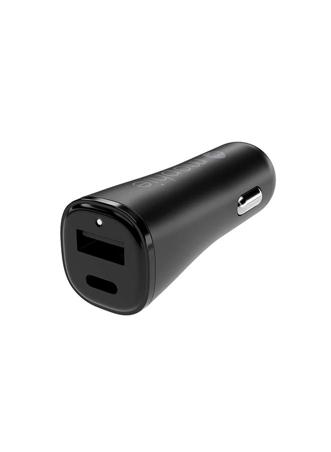 Mophie 12W Dual USB-C + USB-A Car Charger - Black Black - Image 2