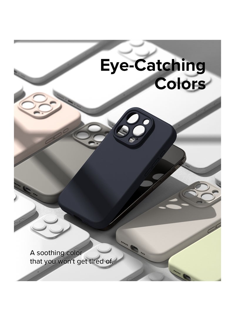 Ringke Silicone Magnetic [Compatible with MagSafe] Designed for iPhone 15 Pro Max Case, Feels Velvety Lightweight Slim Cute Soft Phone Cover for Women, Men DEEP BLUE - Image 5