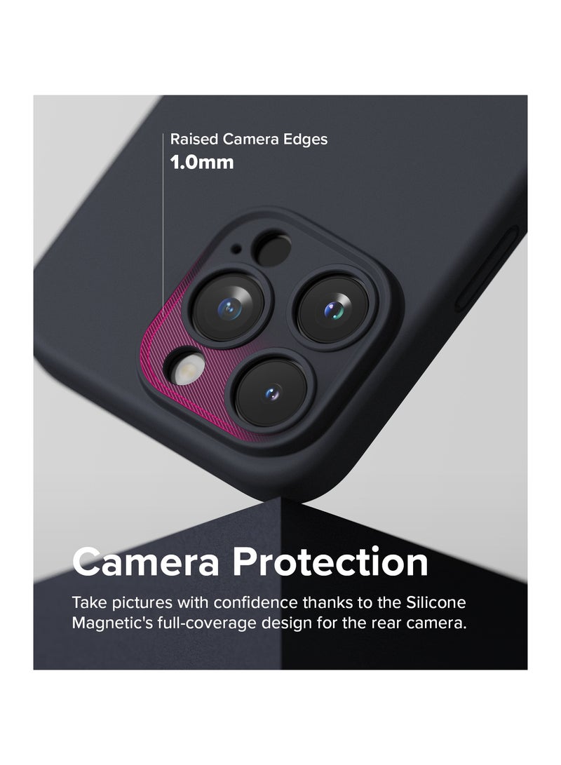 Ringke Silicone Magnetic [Compatible with MagSafe] Designed for iPhone 15 Pro Max Case, Feels Velvety Lightweight Slim Cute Soft Phone Cover for Women, Men DEEP BLUE - Image 4