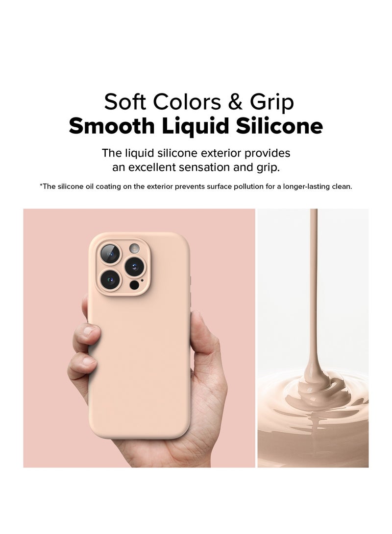 Ringke Silicone Magnetic [Compatible with MagSafe] Designed for iPhone 16 Pro Max Case, Feels Velvety Lightweight Slim Cute Soft Phone Cover for Women, Men PINK SAND - Image 5