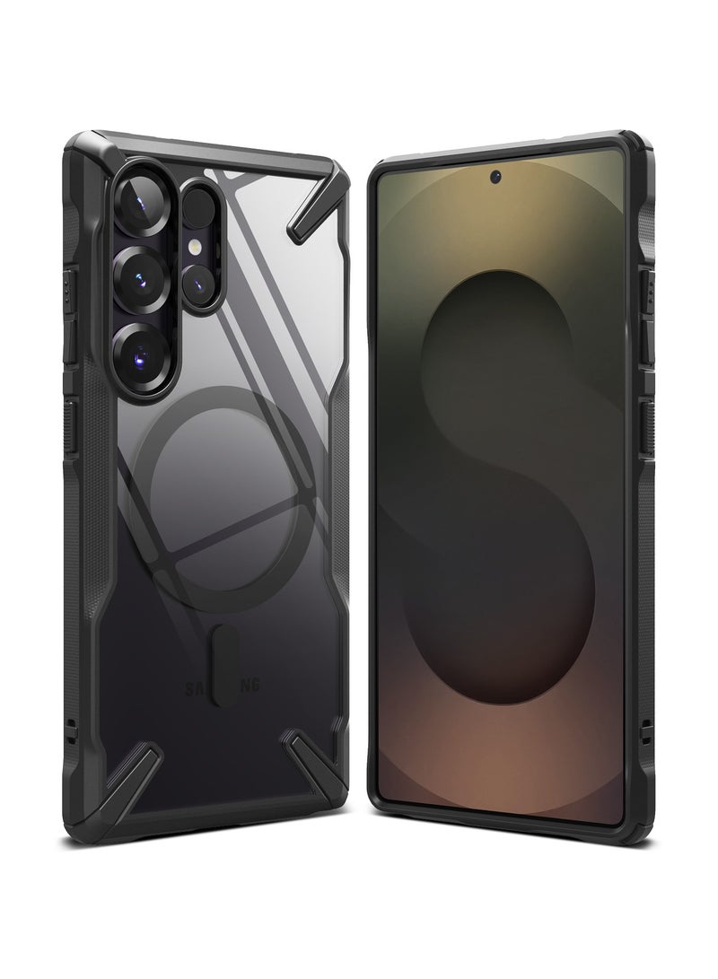 Ringke Fusion-X Magnetic [Compatible with MagSafe] Designed for Samsung Galaxy S25 Ultra Case, Anti-Fingerprint Rugged Shockproof Protective Phone Cover MAGNETIC BLACK - Image 1