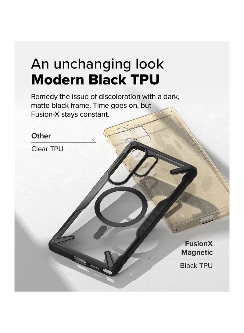 Ringke Fusion-X Magnetic [Compatible with MagSafe] Designed for Samsung Galaxy S25 Ultra Case, Anti-Fingerprint Rugged Shockproof Protective Phone Cover MAGNETIC BLACK - Image 4