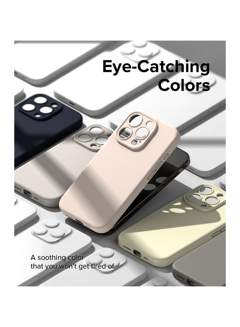 Ringke Silicone Magnetic [Compatible with MagSafe] Designed for iPhone 15 Pro Max Case, Feels Velvety Lightweight Slim Cute Soft Phone Cover for Women, Men PINK SAND - Image 5