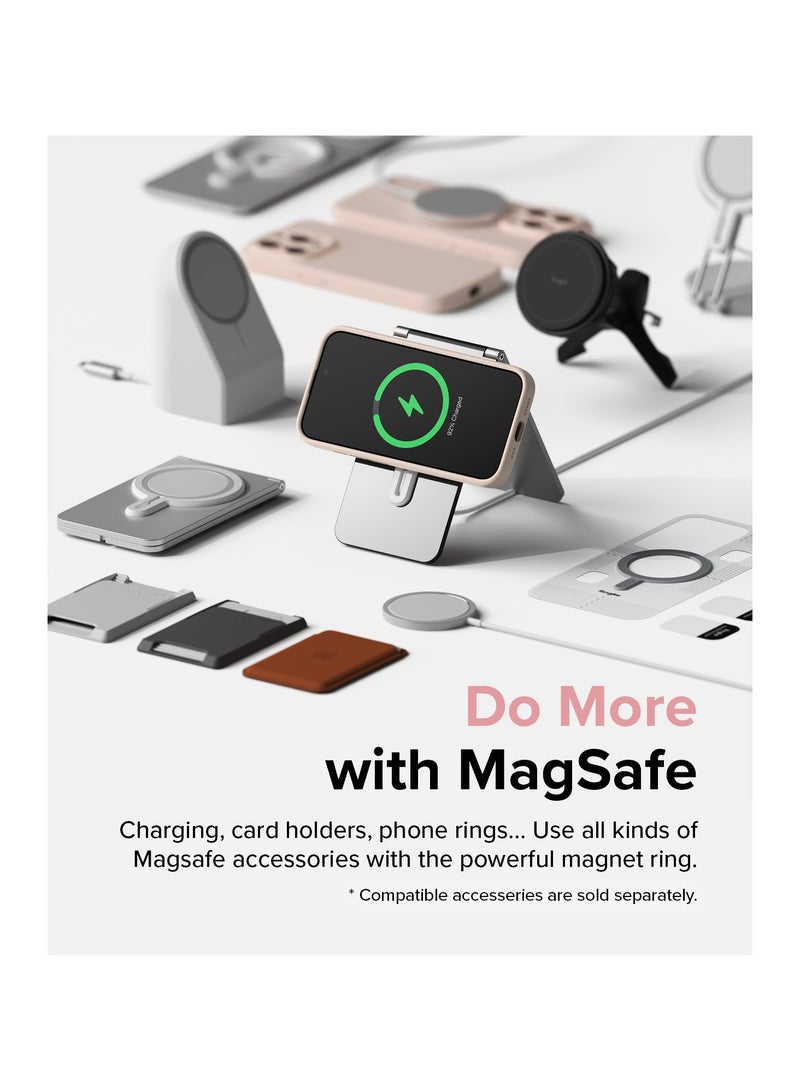 Ringke Silicone Magnetic [Compatible with MagSafe] Designed for iPhone 15 Pro Max Case, Feels Velvety Lightweight Slim Cute Soft Phone Cover for Women, Men PINK SAND - Image 2