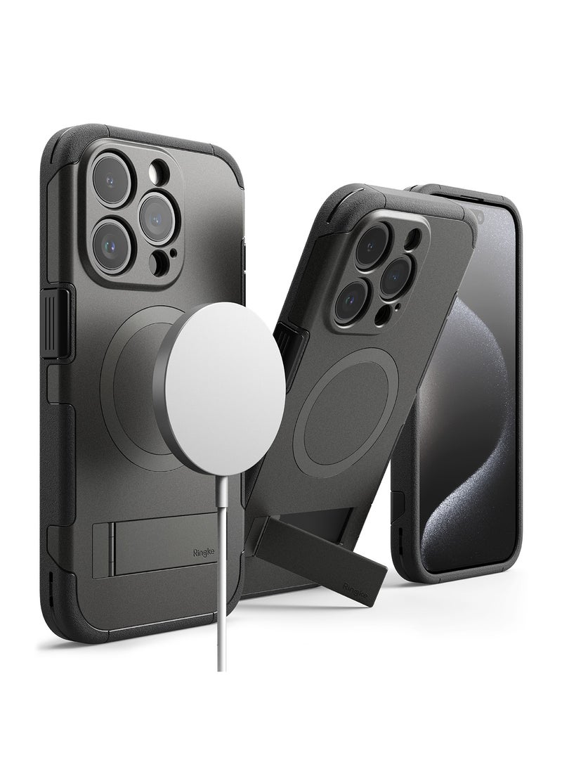 رينجك Ringke Alles [Compatible with Magsafe] Designed for iPhone 15 Pro Max Case, Protective Case with Stand Powerful Magnetic Cover Precise Cutouts for Camera Lenses - Gunmetal GUN METAL - Image 1