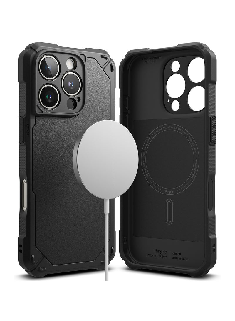 Ringke Rugged Gear Magnetic [Compatible with MagSafe] Compatible with iPhone 16 Pro Max Case, Prevents Oily Smudges Non-Slip Enhanced Grip Protective Cover Precise Cutouts for Camera MAGNETIC BLACK - Image 1