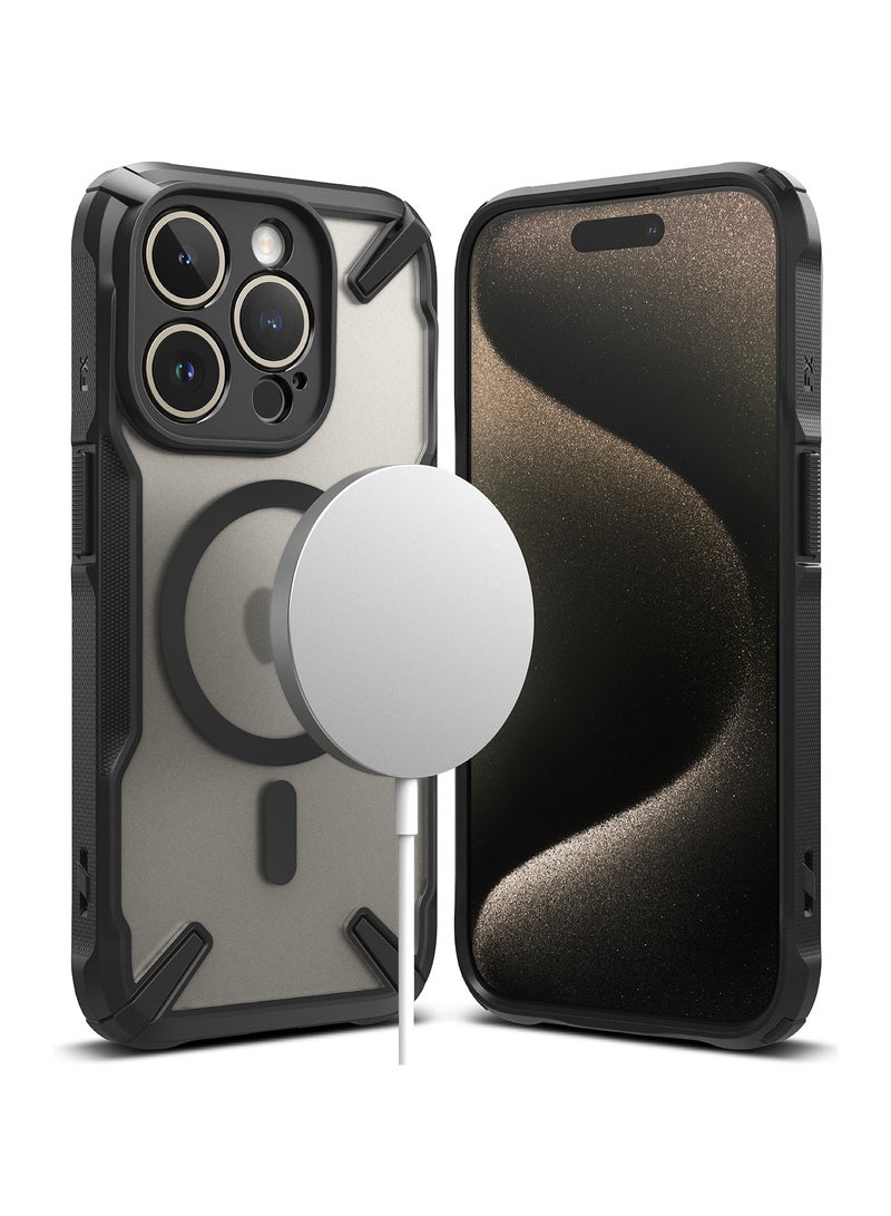 Ringke Fusion-X Magnetic [Compatible with MagSafe] Compatible with iPhone 15 Pro Max Case, Augmented Bumper Heavy Duty Shockproof Protective Cover MAGNETIC BLACK - Image 1