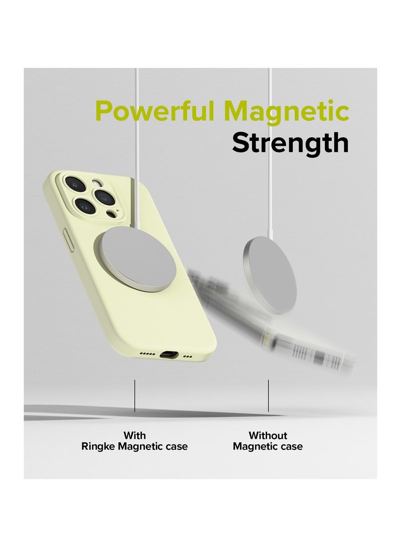 Ringke Silicone Magnetic [Compatible with MagSafe] Designed for iPhone 15 Pro Max Case, Feels Velvety Lightweight Slim Cute Soft Phone Cover for Women, Men SUNNY LIME - Image 3