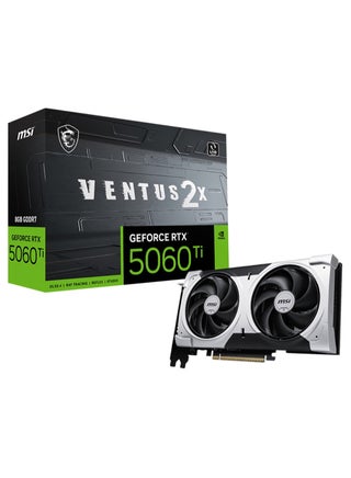 GeForce RTX 5060 Ti VENTUS 2X PLUS 8G GDDR7 Graphics Card, NVIDIA Blackwell Architecture, 4608 CUDA Cores, Dual-Fan Cooling, 2520 MHz Boost Clock, PCIe 5.0, 128-bit, HDMI 2.1 & DisplayPort 2.1, Ray Tracing & DLSS 3.5, 16-Pin Power, VR Ready, 4K Gaming, AI-Accelerated, 180W TDP, Black | G506T-8V2P - pnsku/N70179383V/45/_/1748713950/385974e3-09f5-4fd7-ab92-6333bd5bd745