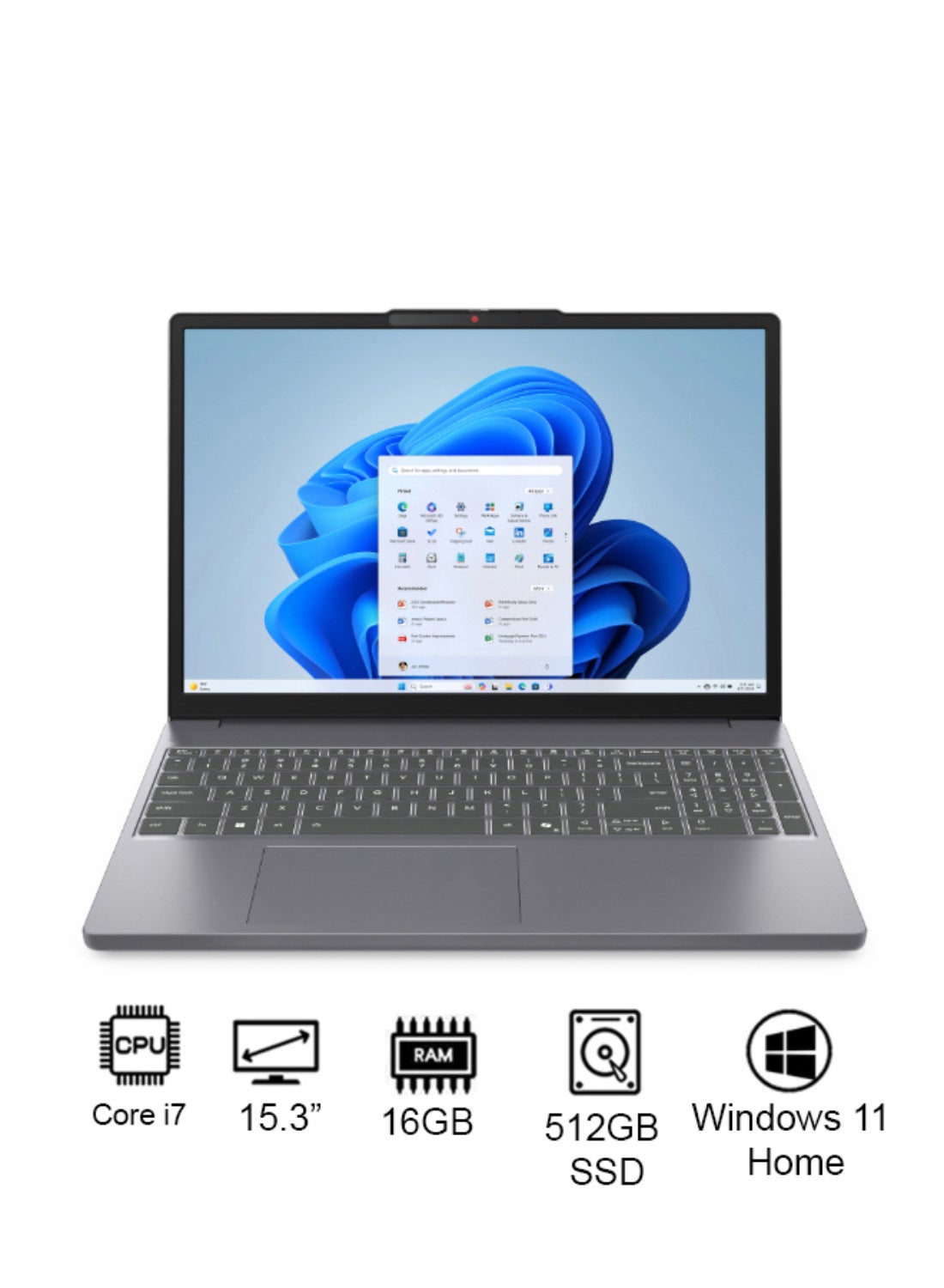IdeaPad Slim 3 15IRH10 (2025) Laptop With 15.3-Inch Display, Core i7-13620H Processor/16GB RAM/512GB SSD/Intel UHD Graphics/Windows 11 Home With Backpack+mouse English/Arabic Luna Grey