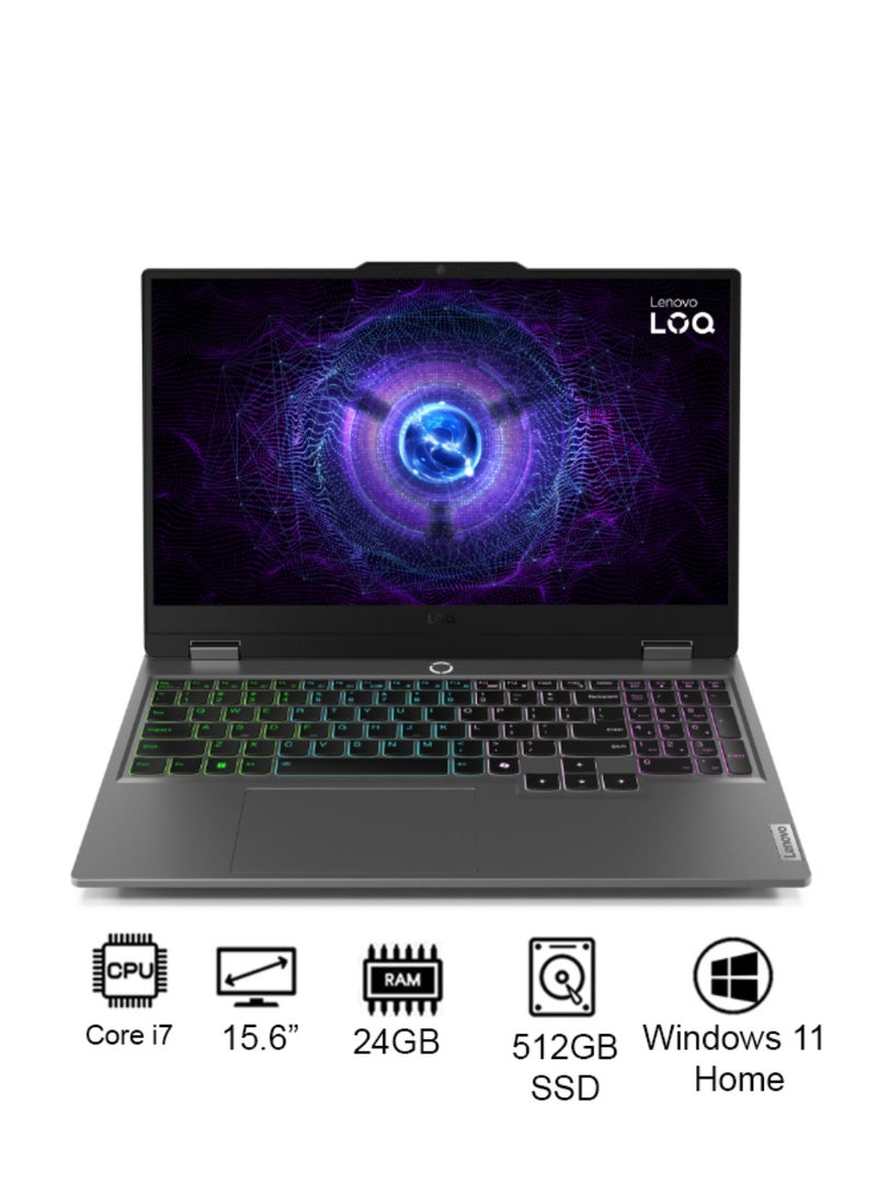 Lenovo LOQ 15IRX9 (Gaming (2025) Laptop With 15.6-Inch FHD Display, Core i7-13650HX Processor/24GB RAM/512GB SSD/6GB NVIDIA GeForce RTX 4050 Graphics Card/Windows 11 Home / English/Arabic Luna Grey - Image 1