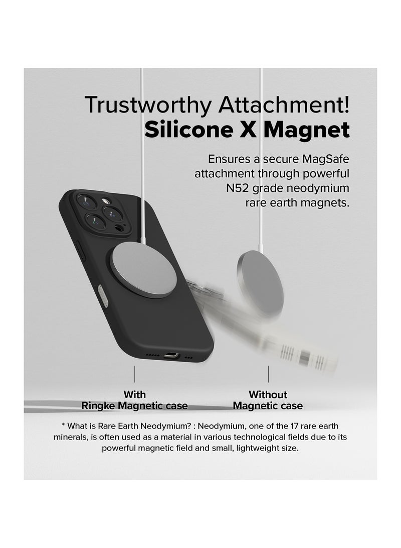 Ringke Silicone Magnetic [Compatible with MagSafe] Designed for iPhone 16 Pro Max Case, Feels Velvety Lightweight Slim Cute Soft Phone Cover for Women, Men Black - Image 4