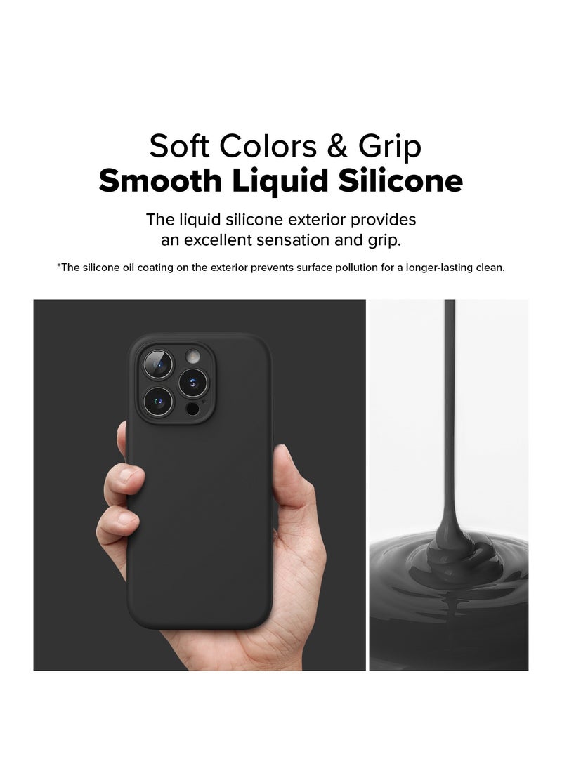 Ringke Silicone Magnetic [Compatible with MagSafe] Designed for iPhone 16 Pro Max Case, Feels Velvety Lightweight Slim Cute Soft Phone Cover for Women, Men Black - Image 5