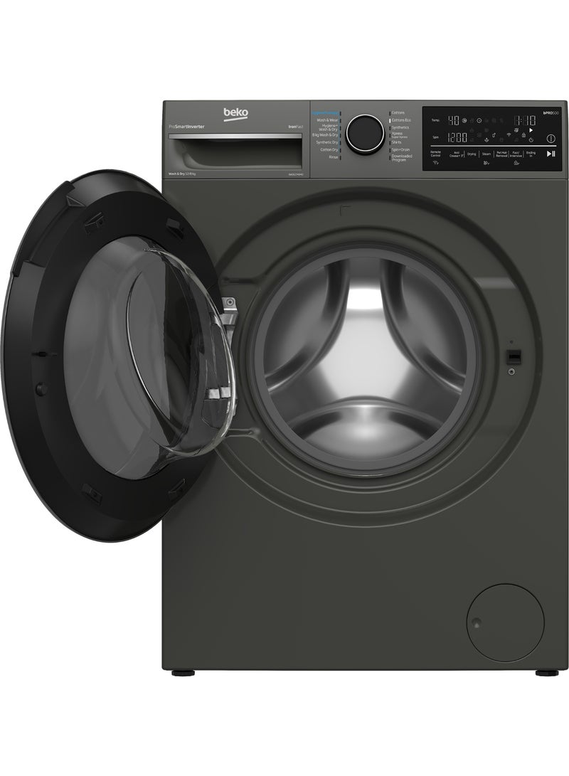 Beko Automatic Washing Machine with Dryer - 12KG/8KG - 1400 RPM - 14 Programs - Digital Screen - ProSmart Inverter Motor - Smart Control (Wi-Fi & Bluetooth) - Steam 12 kg BWD12840MCI Manhattan Grey  - Image 2