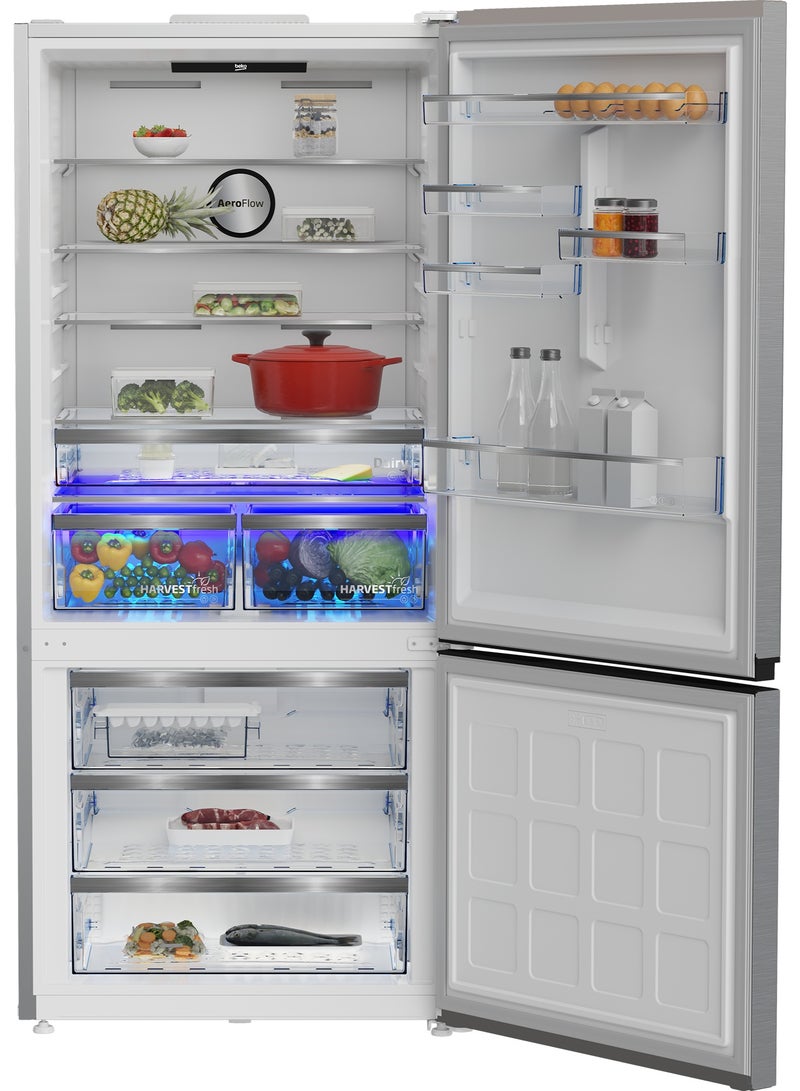 Fridge Bottom Freezer (Combi), 615L No-Frost, Titanium Inox, Digital, 83.2 cm Width RCNE690E20DZXP Titanium Inox