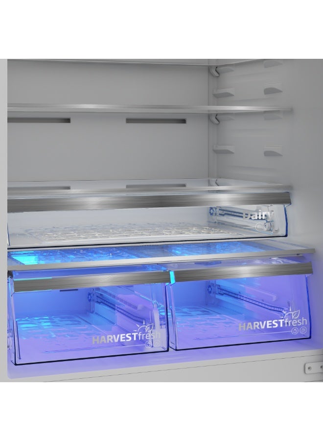 Fridge Bottom Freezer (Combi), 615L No-Frost, Titanium Inox, Digital, 83.2 cm Width RCNE690E20DZXP Titanium Inox
