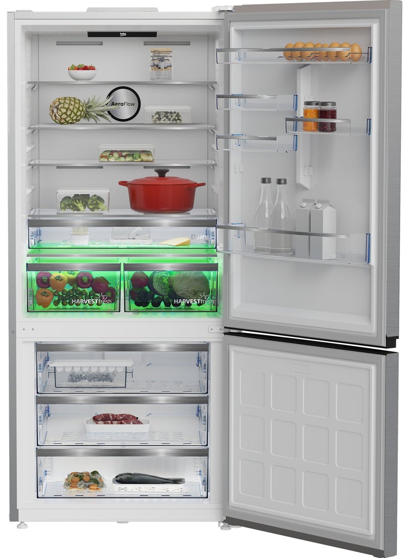 Fridge Bottom Freezer (Combi), 615L No-Frost, Titanium Inox, Digital, 83.2 cm Width RCNE690E20DZXP Titanium Inox