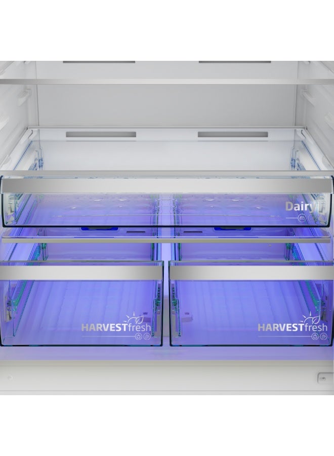 Fridge Bottom Freezer (Combi), 615L No-Frost, Titanium Inox, Digital, 83.2 cm Width RCNE690E20DZXP Titanium Inox