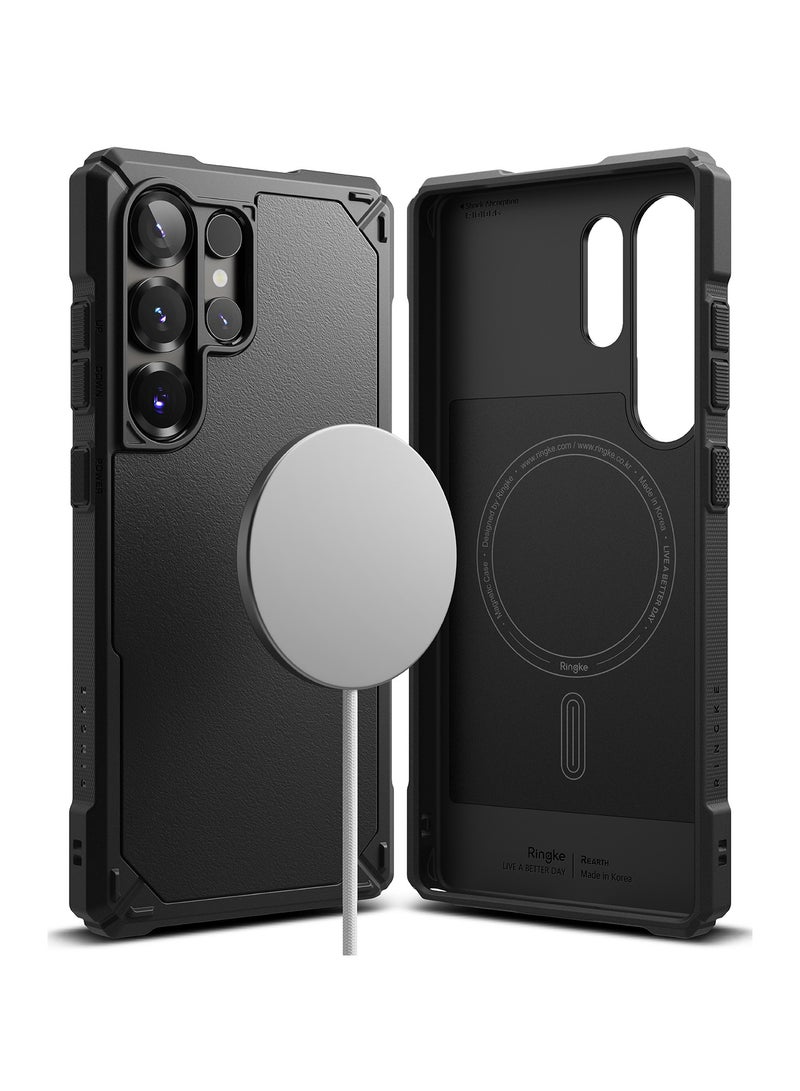 Ringke Rugged Gear [Compatible with MagSafe] Designed for Samsung Galaxy S25 Ultra Case, Oil & Dirt Resistant Reinforced Sides Protective Cover Precise Cutouts for Camera MAGNETIC BLACK - Image 1