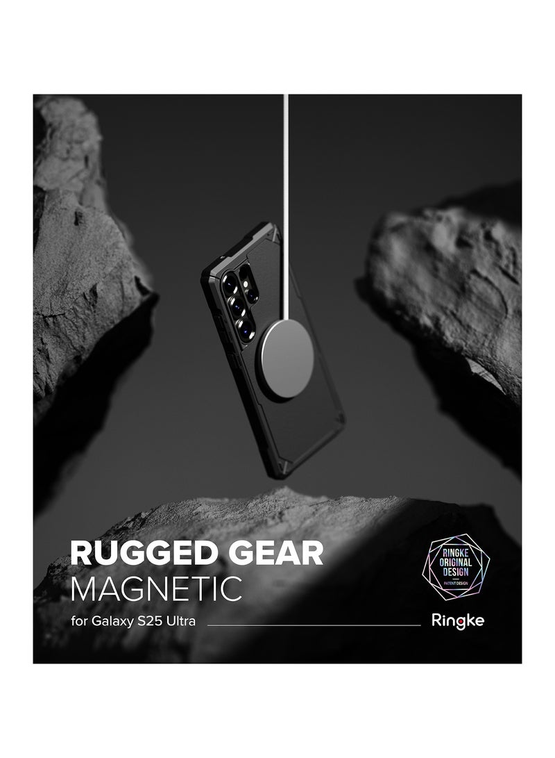 Ringke Rugged Gear [Compatible with MagSafe] Designed for Samsung Galaxy S25 Ultra Case, Oil & Dirt Resistant Reinforced Sides Protective Cover Precise Cutouts for Camera MAGNETIC BLACK - Image 2