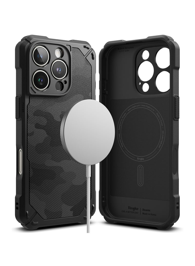 Ringke Rugged Gear Magnetic [Compatible with MagSafe] Compatible with iPhone 16 Pro Max Case, Prevents Oily Smudges Non-Slip Enhanced Grip Protective Cover Precise Cutouts for Camera MAGNETIC CAMO BLACK - Image 1