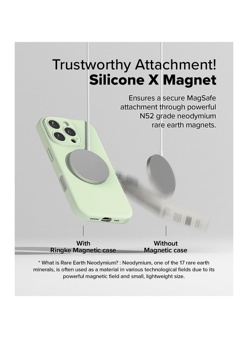 Ringke Silicone Magnetic [Compatible with MagSafe] Designed for iPhone 16 Pro Max Case, Feels Velvety Lightweight Slim Cute Soft Phone Cover for Women, Men SOFT MINT - Image 4