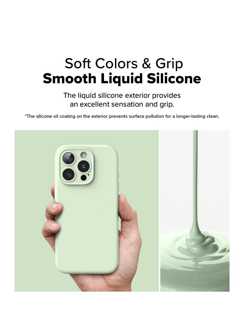 Ringke Silicone Magnetic [Compatible with MagSafe] Designed for iPhone 16 Pro Max Case, Feels Velvety Lightweight Slim Cute Soft Phone Cover for Women, Men SOFT MINT - Image 5