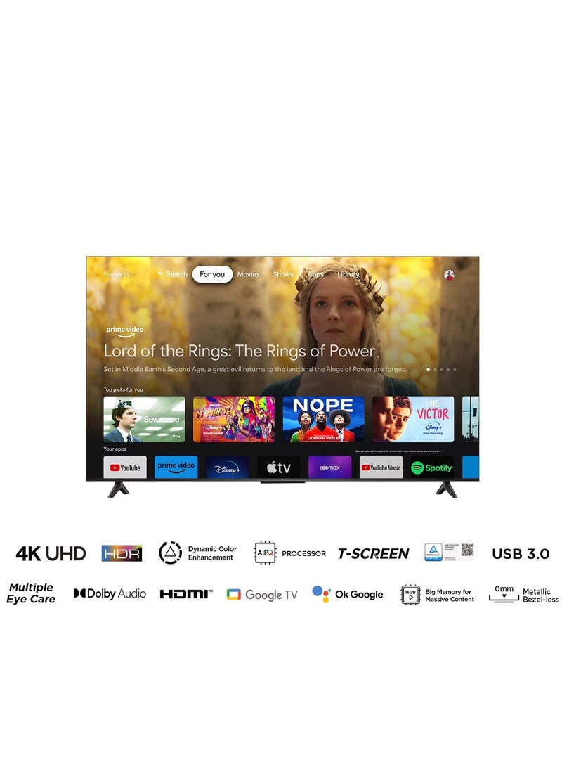 TCL - TCL 55-Inch 4K UHD Smart LED Google TV 55P61B Black 55P61B BLACK - Image 1