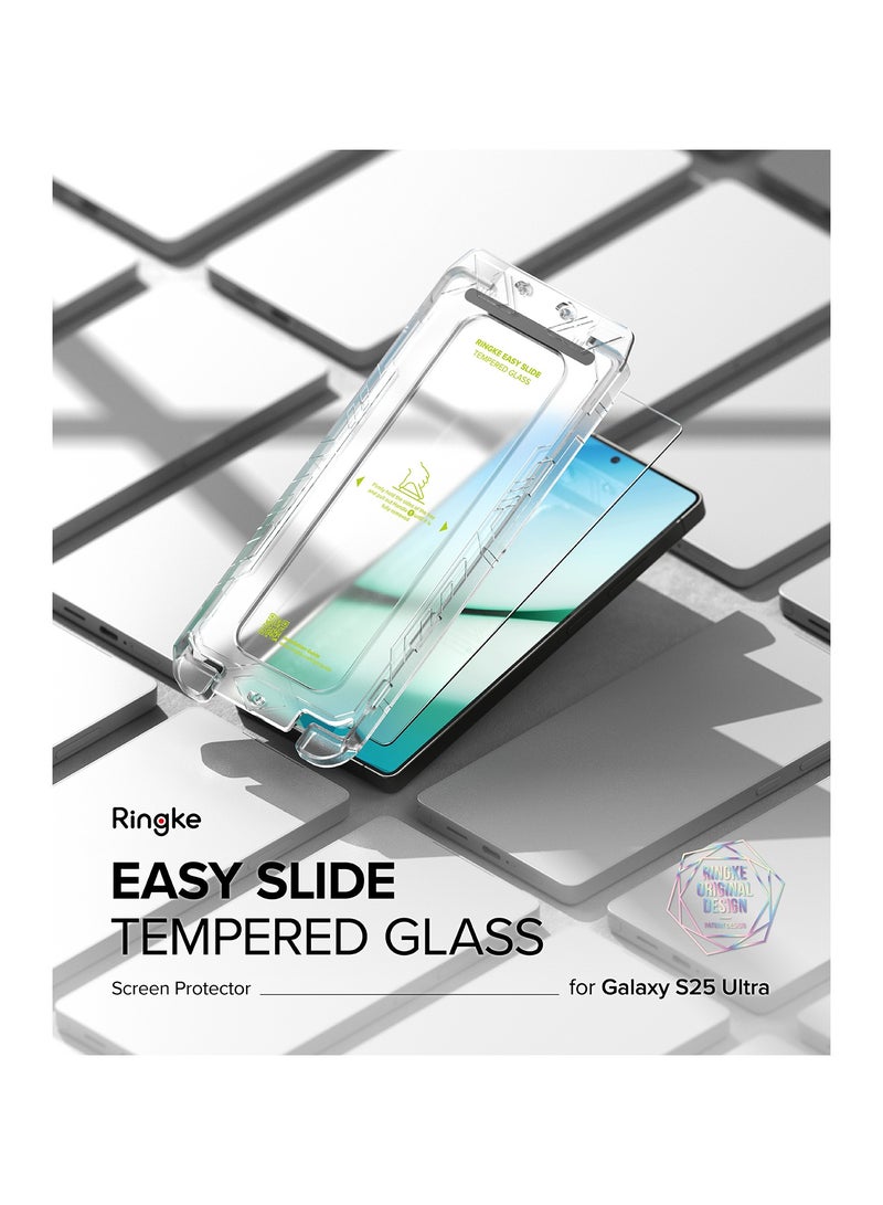 Ringke Easy Slide Pro [Super Easy to Install] Compatible with Samsung Galaxy S25 Ultra Screen Protector, Case Friendly 9H Hardness Tempered Glass with Simple installation Tool - 2 Pack CLEAR - Image 2