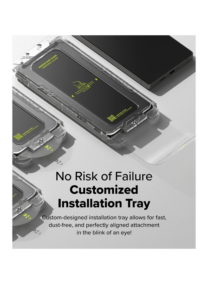 Ringke Easy Slide Pro [Super Easy to Install] Compatible with Samsung Galaxy S25 Ultra Screen Protector, Case Friendly 9H Hardness Tempered Glass with Simple installation Tool - 2 Pack CLEAR - Image 3