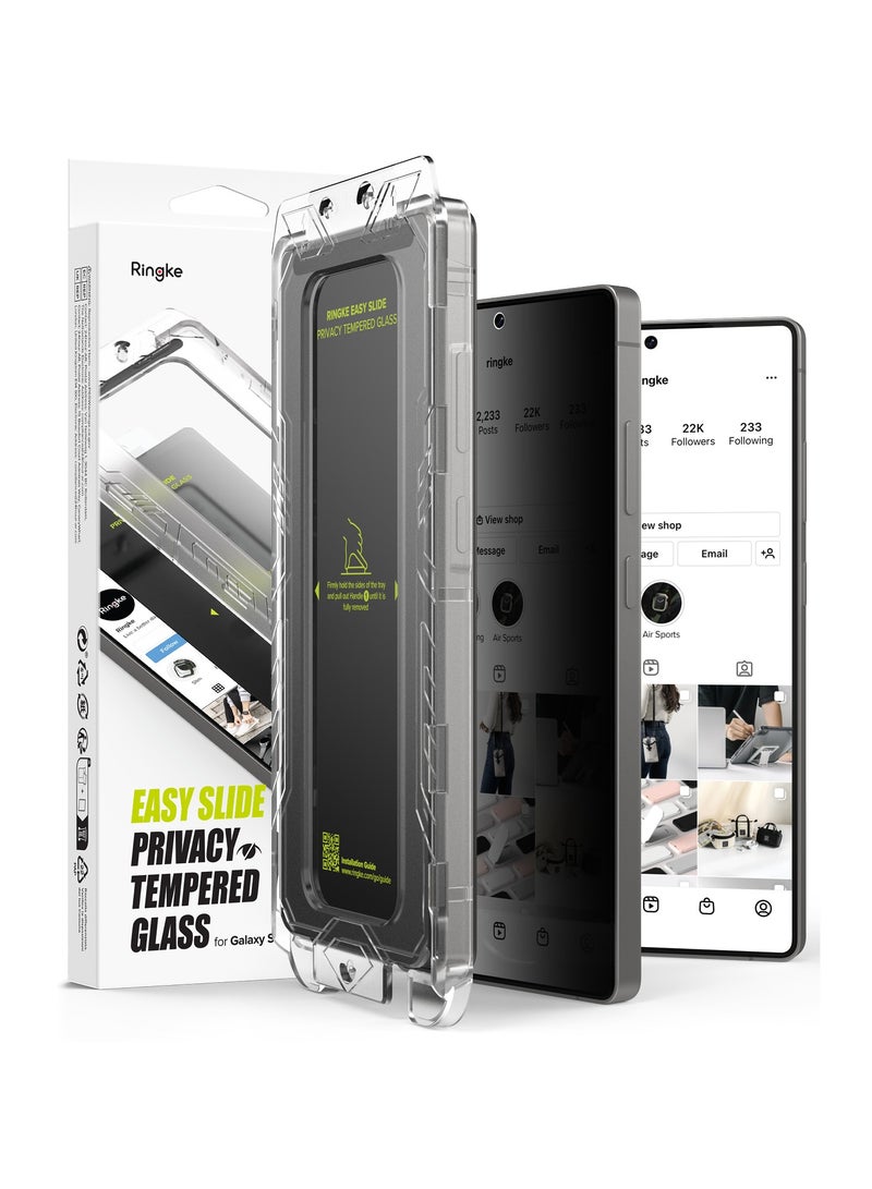رينجك Ringke Easy Slide Pro Privacy [Anti Spy] Compatible with Samsung Galaxy S25 Ultra Screen Protector, Case Friendly 9H Hardness Tempered Glass with Simple installation Tool - 2 Pack CLEAR - Image 1