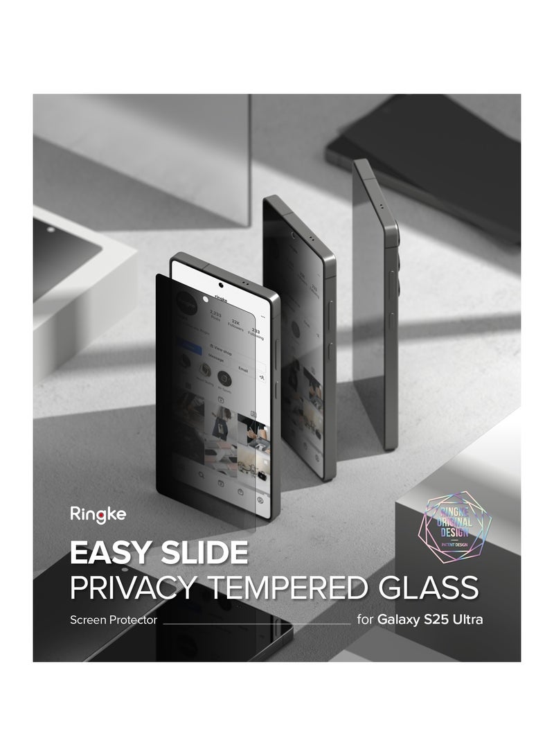 رينجك Ringke Easy Slide Pro Privacy [Anti Spy] Compatible with Samsung Galaxy S25 Ultra Screen Protector, Case Friendly 9H Hardness Tempered Glass with Simple installation Tool - 2 Pack CLEAR - Image 2