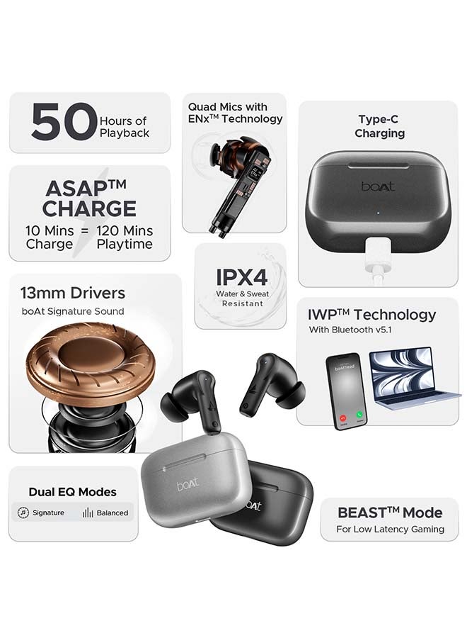 Airdopes 161 with ASAP Charge And 40 HRS Playback - Ash Grey image 8