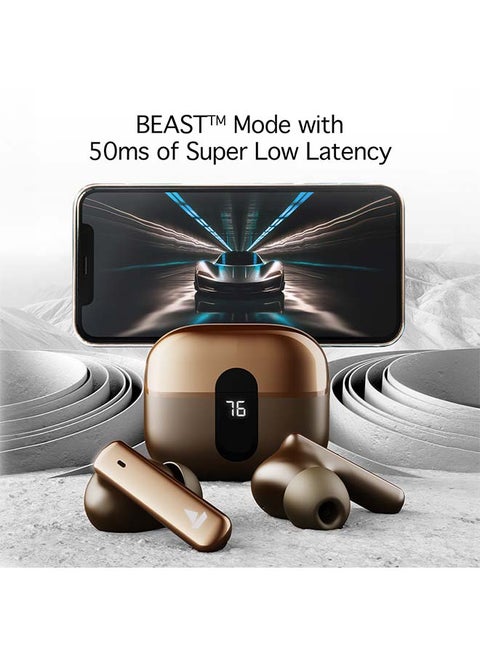 Airdopes 181 Pro w/ 100 HRS Playback, 4 Mics ENx Technology And ASAP Charge - Mocha Elegance