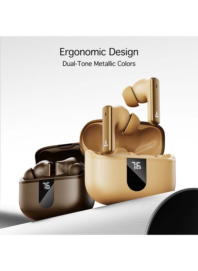 Airdopes 181 Pro w/ 100 HRS Playback, 4 Mics ENx Technology And ASAP Charge - Mocha Elegance