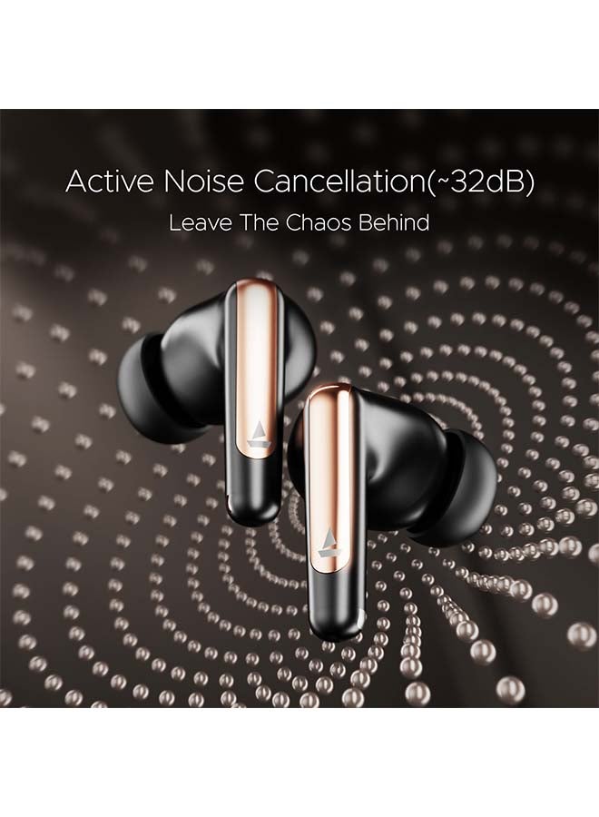 Airdopes 161 ANC ELITE TWS Earbuds with 32dB Active Noise Cancellation, 50hrs Playback, 50ms Low Latency BEAST™ Mode, 4 Mics with ENx™, Dual EQs, IWP™, ASAP™ Charge, BT v5.3 And IPX5 Resistance - Black