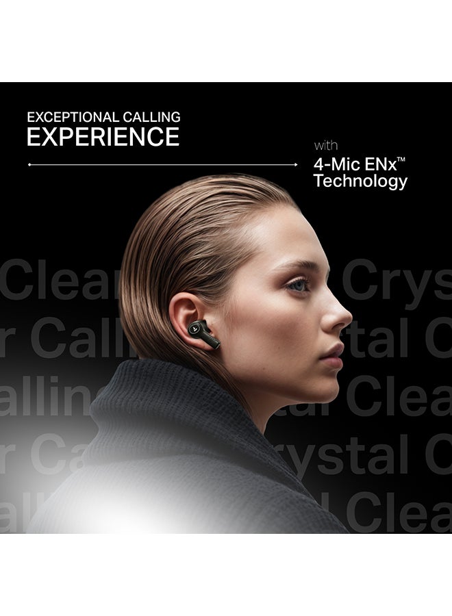 Nirvana Crystl TWS Earbuds with 360º Spatial Audio, Upto 32dB Active Noise Cancellation, 100hrs Playback, Multipoint Connection, 4 Mics with ENx™, boAt Adaptive EQ, In-Ear Detection And Fast Pair - Quantum Black