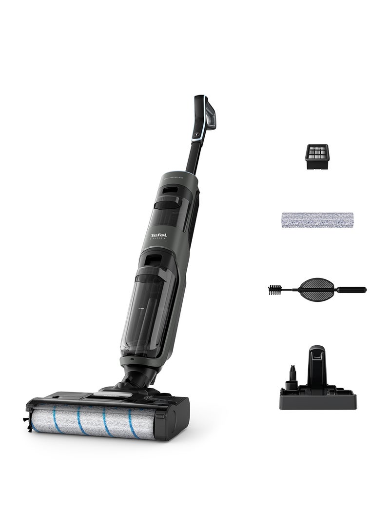 Tefal X-Clean 4 | Wet Dry Cordless Vacuum Cleaner | Timesaving 2-in-1 Washing and Vacuuming | Smart Dirt Detection | Extra-Long Running Time | GF5035M0 740 ml 200 W GF5035M0 MINK GREY/LIQUID METAL  - Image 1