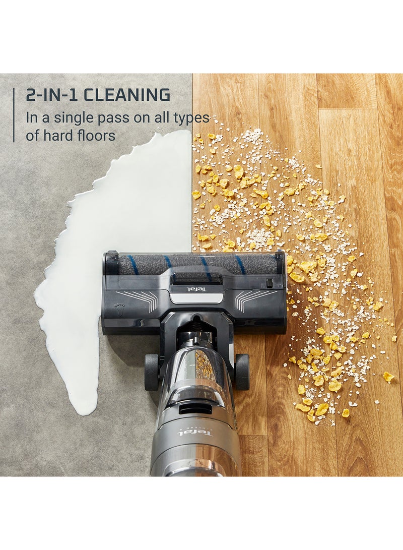 Tefal X-Clean 4 | Wet Dry Cordless Vacuum Cleaner | Timesaving 2-in-1 Washing and Vacuuming | Smart Dirt Detection | Extra-Long Running Time | GF5035M0 740 ml 200 W GF5035M0 MINK GREY/LIQUID METAL  - Image 3