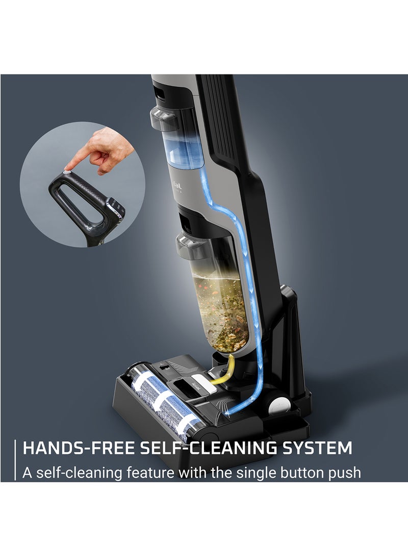 Tefal - X-Clean 4 | Wet Dry Cordless Vacuum Cleaner | Timesaving 2-in-1 Washing and Vacuuming | Smart Dirt Detection | Extra-Long Running Time | GF5035M0 740 ml 200 W GF5035M0 MINK GREY/LIQUID METAL - Image 1