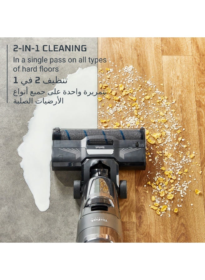 Tefal X-Clean 4 | Wet Dry Cordless Vacuum Cleaner | Timesaving 2-in-1 Washing and Vacuuming | Smart Dirt Detection | Extra-Long Running Time | GF5035M0 740 ml 200 W GF5035M0 MINK GREY/LIQUID METAL - Image 3