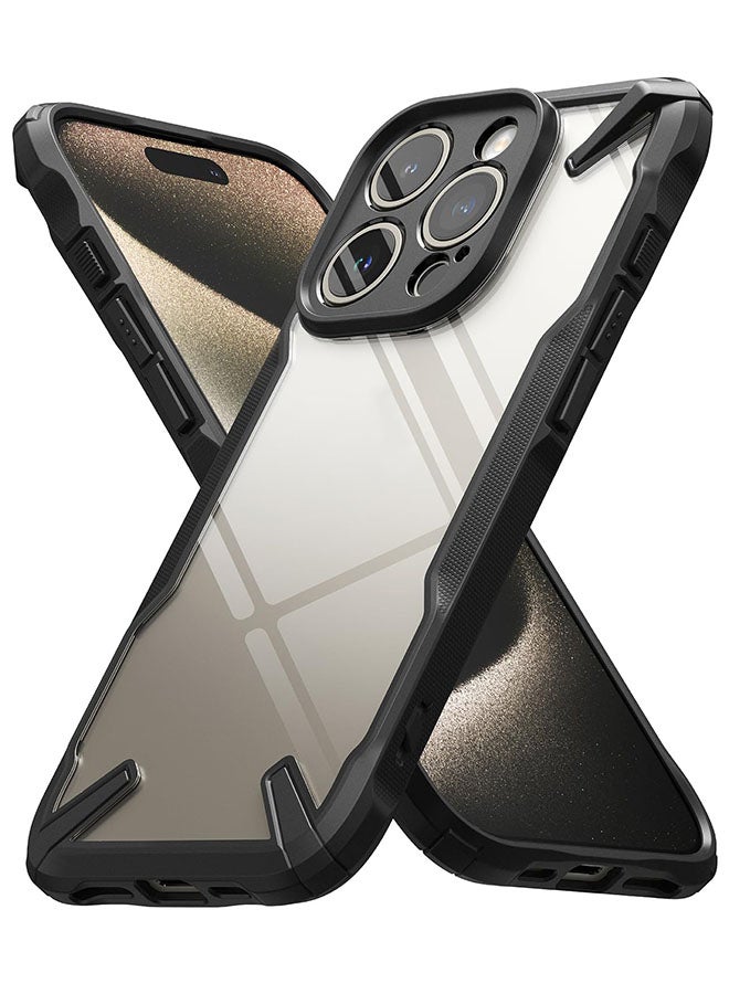 Ringke Fusion-X Compatible with iPhone 15 Pro Case Cover Transparent Hard Back Soft Flexible TPU Bumper Scratch Resistant Shockproof Protection Back Cover BLACK - Image 1