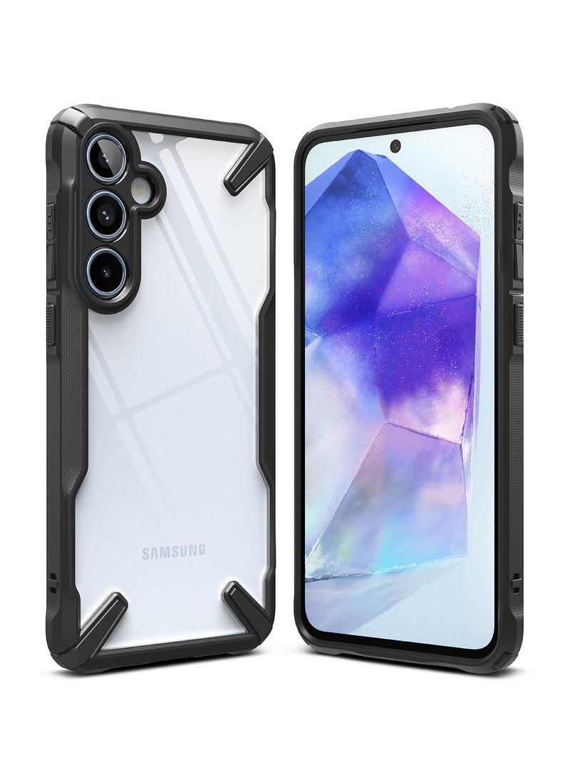 Ringke Fusion-X [Precise Cutouts for Camera Lenses] Compatible with Samsung Galaxy A55 Case, Augmented Bumper Clear Hard Back Heavy Duty Shockproof Protective Cover BLACK - Image 1