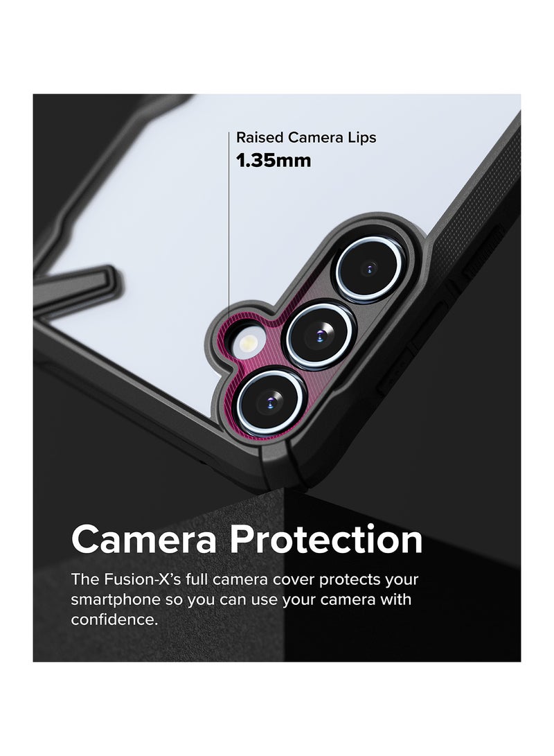 Ringke Fusion-X [Precise Cutouts for Camera Lenses] Compatible with Samsung Galaxy A55 Case, Augmented Bumper Clear Hard Back Heavy Duty Shockproof Protective Cover BLACK - Image 4