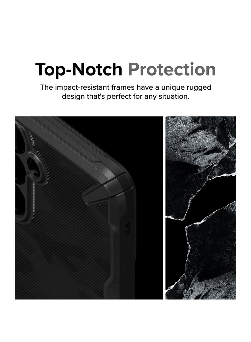 Ringke Fusion-X [Precise Cutouts for Camera Lenses] Compatible with Samsung Galaxy A55 Case, Augmented Bumper Military Design Hard Back Heavy Duty Shockproof Protective Cover CAMO BLACK - Image 3