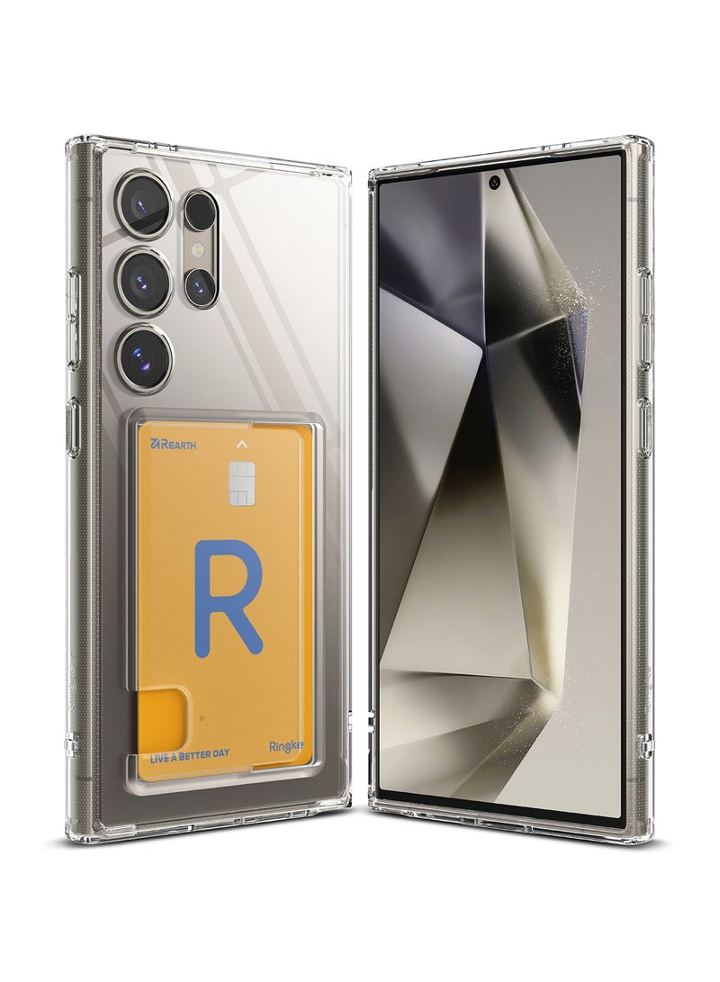 Ringke Fusion Card [Built-in Cardholder] Compatible with Samsung Galaxy S24 Ultra Case 5G, Hold Up to 1 Card, Transparent Wallet Phone Cover for Women, Men CLEAR - Image 1