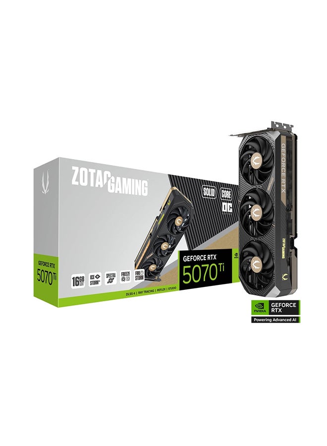 ZOTAC GAMING GeForce RTX 5070 Ti Solid Core OC 16GB GDDR7 Graphics Card, Blackwell Architecture, 8960 CUDA Cores, Boost Clock 2482 MHz, PCIe 5.0, 256-Bit, 896 GB/s, IceStorm 3.0 Cooling, RGB, 3.5-Slot, HDMI 2.1b & 3x DisplayPort 2.1, 300W TDP, VR Ready, 4K/8K HDR, 12V-2x6 Power, FireStorm Utility, Metal Backplate, GPU Bracket Included | ZT-B50710J2-10P  - Image 1