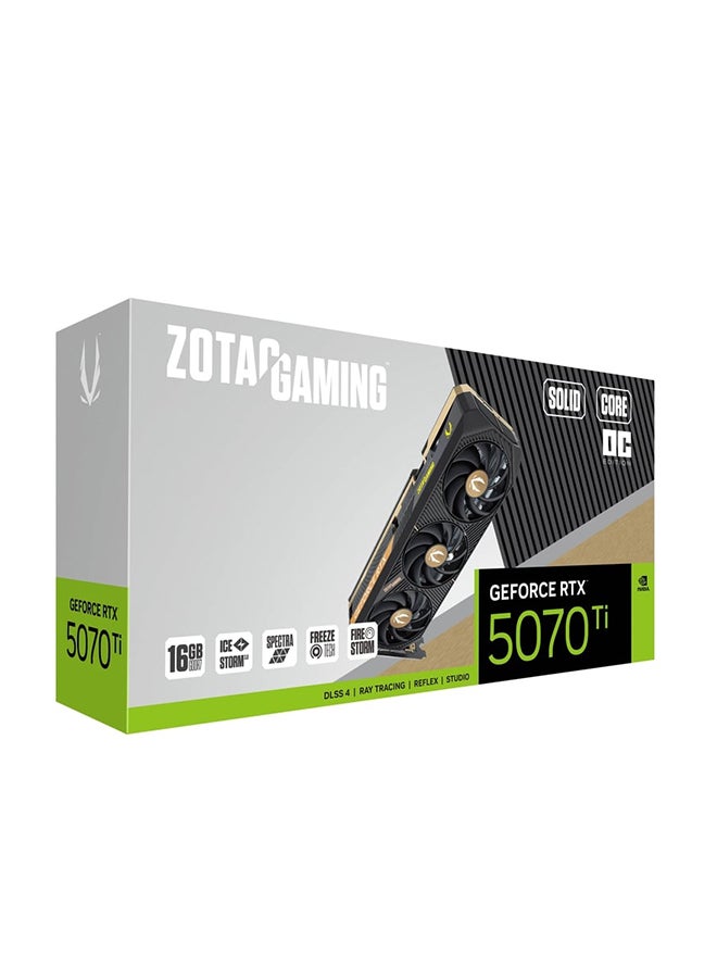 ZOTAC - GAMING GeForce RTX 5070 Ti Solid Core OC 16GB GDDR7 Graphics Card, Blackwell Architecture, 8960 CUDA Cores, Boost Clock 2482 MHz, PCIe 5.0, 256-Bit, 896 GB/s, IceStorm 3.0 Cooling, RGB, 3.5-Slot, HDMI 2.1b & 3x DisplayPort 2.1, 300W TDP, VR Ready, 4K/8K HDR, 12V-2x6 Power, FireStorm Utility, Metal Backplate, GPU Bracket Included | ZT-B50710J2-10P - Image 1