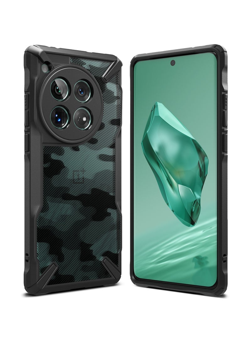 Ringke Fusion-X [Precise Cutouts for Camera Lenses] Compatible with OnePlus 12 Case, Augmented Bumper Military Design Hard Back Heavy Duty Shockproof Protective Cover CAMO BLACK - Image 1